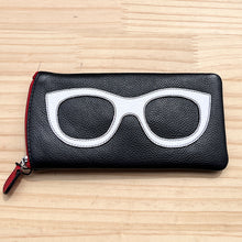 Load image into Gallery viewer, Genuine Leather Glasses &amp; Sunglasses Case | Black, White &amp; Red
