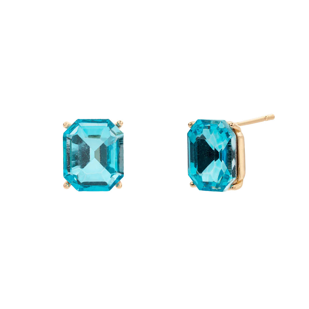 Aqua Crystal 'Iris' Stud Earrings