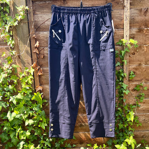 Navy 3/4 Button Detail Trousers