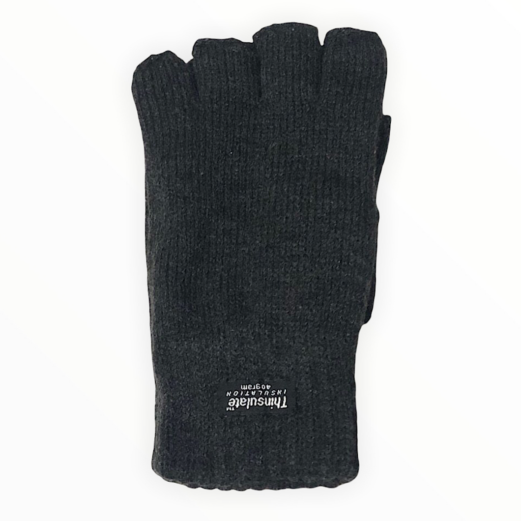 Men's Charcoal Thinsulate Fingerless Gloves