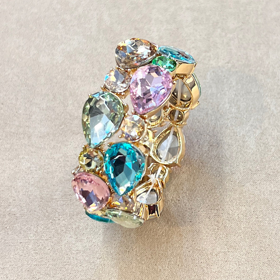 Multicolour Large Crystals 'Iris' Elasticated Bracelet