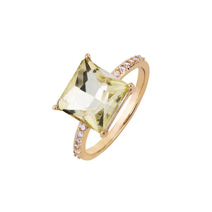 Light Yellow Square Crystal 'Iris' Ring