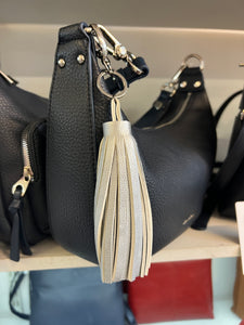 Silver Leather Tassel Keyring/Bag Charm