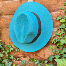 Load image into Gallery viewer, Deep Turquoise Panama Foldable Hat (flat)
