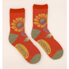 Load image into Gallery viewer, Tangerine Vintage Flora Bamboo Ankle Socks
