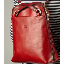 Load image into Gallery viewer, Italian Leather 2 in One 'Francesca' Backpack &amp; Shoulder Bag | Blood Red (on model)
