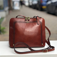 Load image into Gallery viewer, Cognac &quot;Lia&quot; Italian Leather Crossbody Bag (front)
