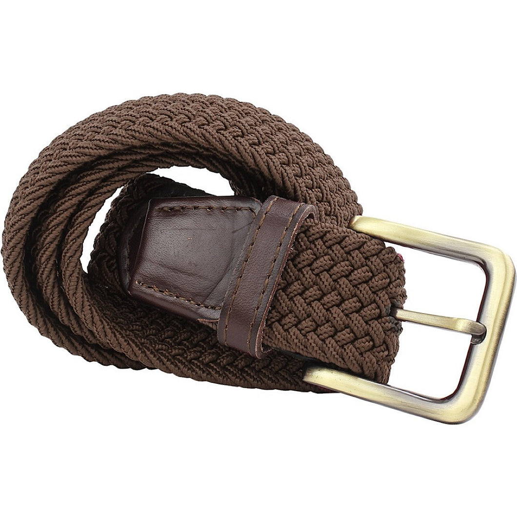 Gents Plain Designer Inspired Woven Belt | Chocolate