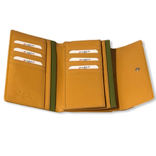 Load image into Gallery viewer, Ladies Mustard Tropical Leaf Leather Purse
