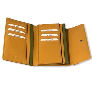 Ladies Mustard Tropical Leaf Leather Purse