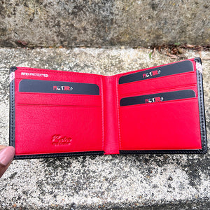 'Retro' Guitar Print Leather RFID Wallet