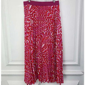 Pink Retro Print Pleated Skirt