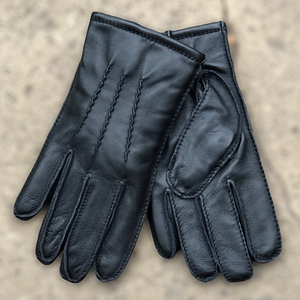 Gents Black Classic Hand Stitched Leather Gloves