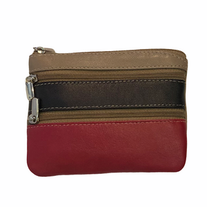 Soft Leather 3 Zip Coin Purse