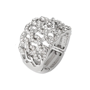 Silver "Elizabeth" Crystal Elasticated Ring