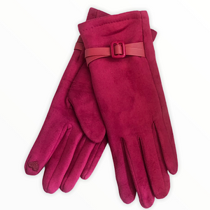 Bright Pink Gloves with Buckle