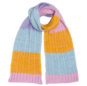 Multi Colour "Emily" Twisted Stripe Cable Knit Scarf