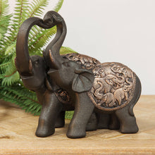Load image into Gallery viewer, Pair of Resin Elephants Figurine with Trunk Raised
