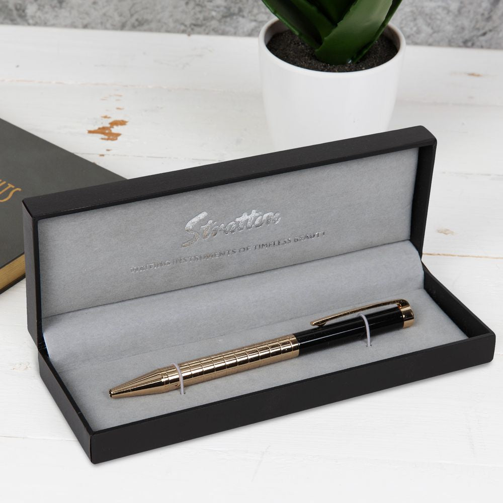 Stratton Ballpoint Pen - Black and Gold