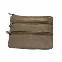Load image into Gallery viewer, Soft Leather 3 Zip Coin Purse
