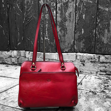 Load image into Gallery viewer, Red Classic &#39;Carlotta&#39; Italian Leather Shoulder Bag (front)
