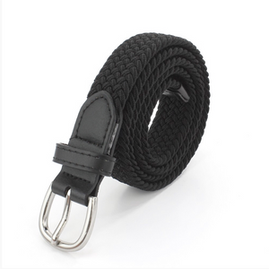 Slim Width Plain Designer Inspired Woven Belt | Black