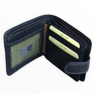 Gents Black Leather 'Oak' 6 Card Slots with Coin Section