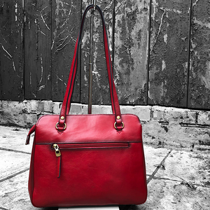 Red Classic 'Carlotta' Italian Leather Shoulder Bag (back)