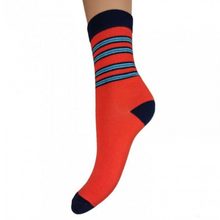 Load image into Gallery viewer, Luxurious Ladies Bamboo Socks | Blue &amp; Red Stripe
