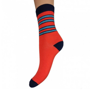 Luxurious Ladies Bamboo Socks | Blue & Red Stripe
