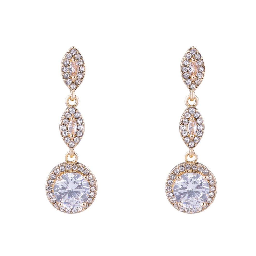 Lady Edith Gold Crystal Drop Earrings