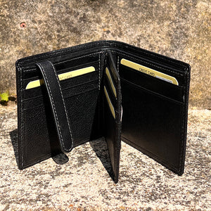 Gents Black Leather RFID Wallet By 'Oak' | 14 Card Slots