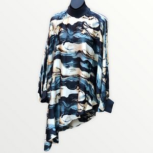 Abstract Landscape Print Dipped Side Top