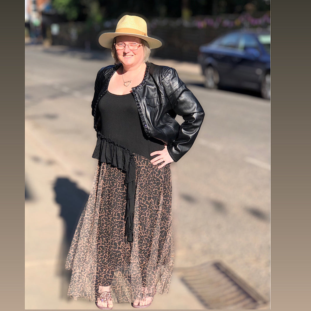 Black Leopard Tulle Dress