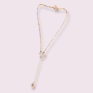 Gold Cut-Out Star and Star Drop Necklace