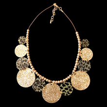 Load image into Gallery viewer, Short Leopard Print Disc Necklace | Brown
