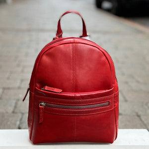 Classic Small Soft Leather Backpack | Red