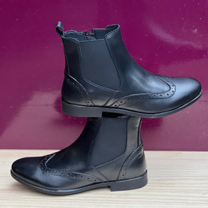 Black Leather Chelsea Style Ankle Boots