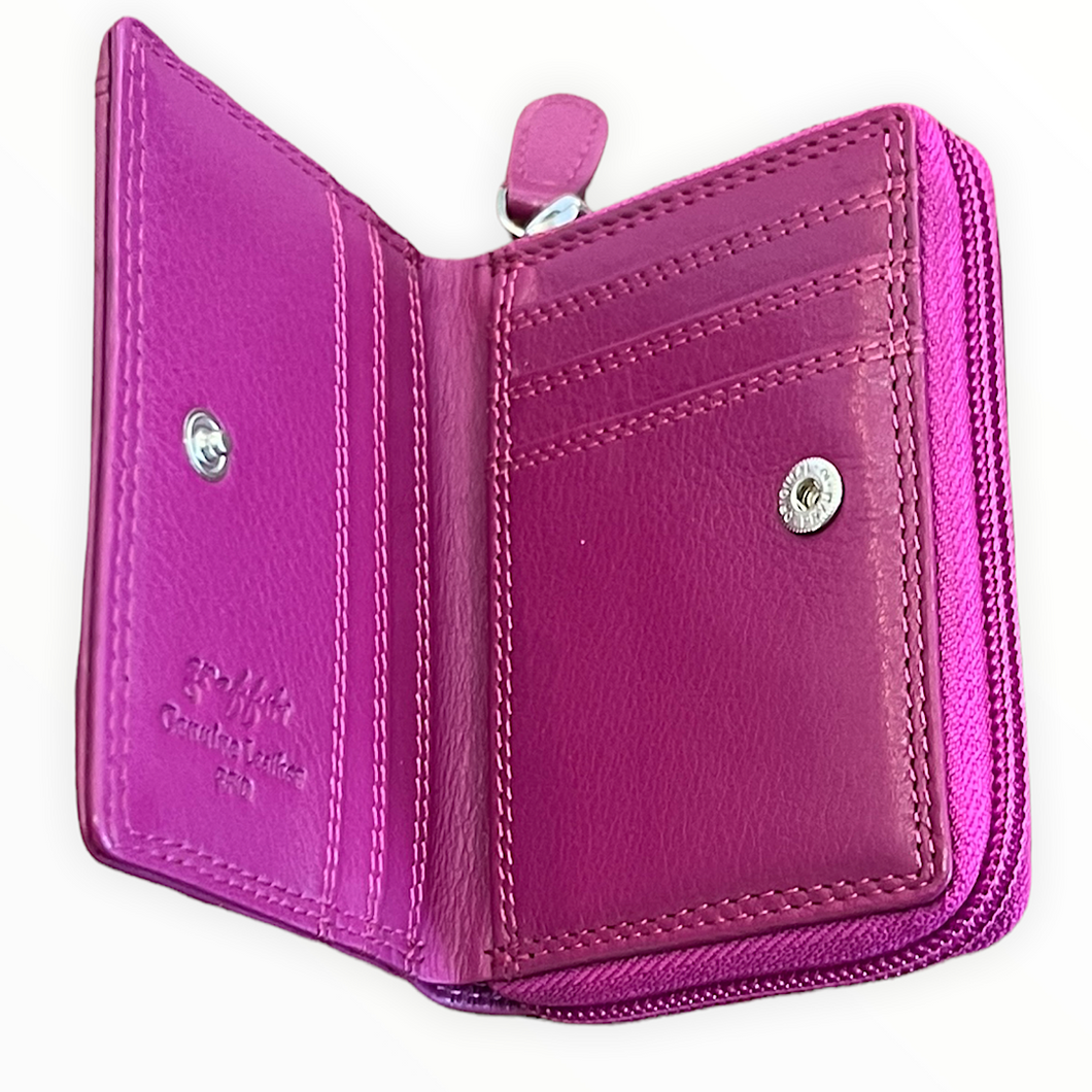 Fuchsia Small 'aka Holiday' Leather RFID Purse