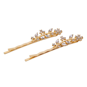 Gold & Clear Crystal Hair Slides