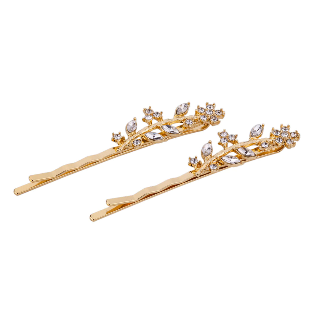Gold & Clear Crystal Hair Slides