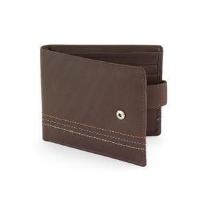 Gents Brown Leather Tab Wallet With Colour Stitch