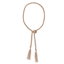 Load image into Gallery viewer, Rose Gold Crochet Knot Lariat Tassel Necklace
