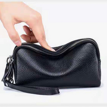 Load image into Gallery viewer, The Holly Triple Zip Leather Clutch Bag | Black
