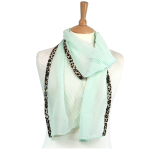 Slim Crinkle Animal Print Scarf