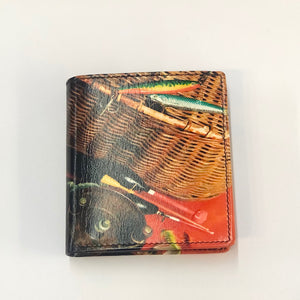 Small Leather Printed Fishing Basket Wallet