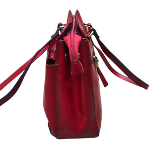 Red Classic 'Carlotta' Italian Leather Shoulder Bag (side)