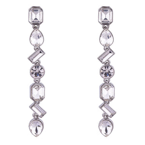 Long "Elizabeth" Clear Crystal Post Earrings