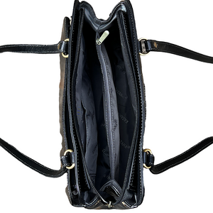 Black Classic 'Carlotta' Italian Leather Shoulder Bag (open)