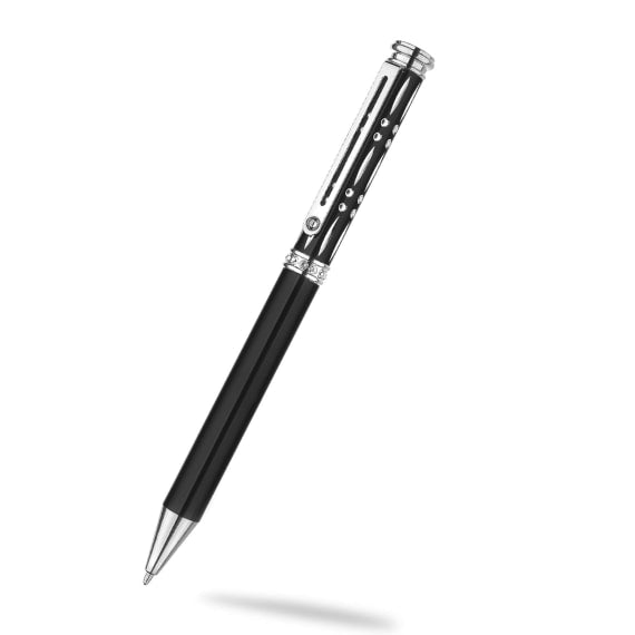 Half Crystal & Diamond Cut Ballpoint Pen | Black